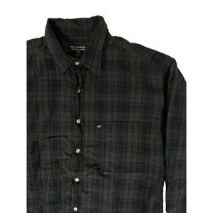 Vintage Polo Jeans Co Ralph Lauren Button Up Long Sleeve Shirt Size L Gray Plaid
